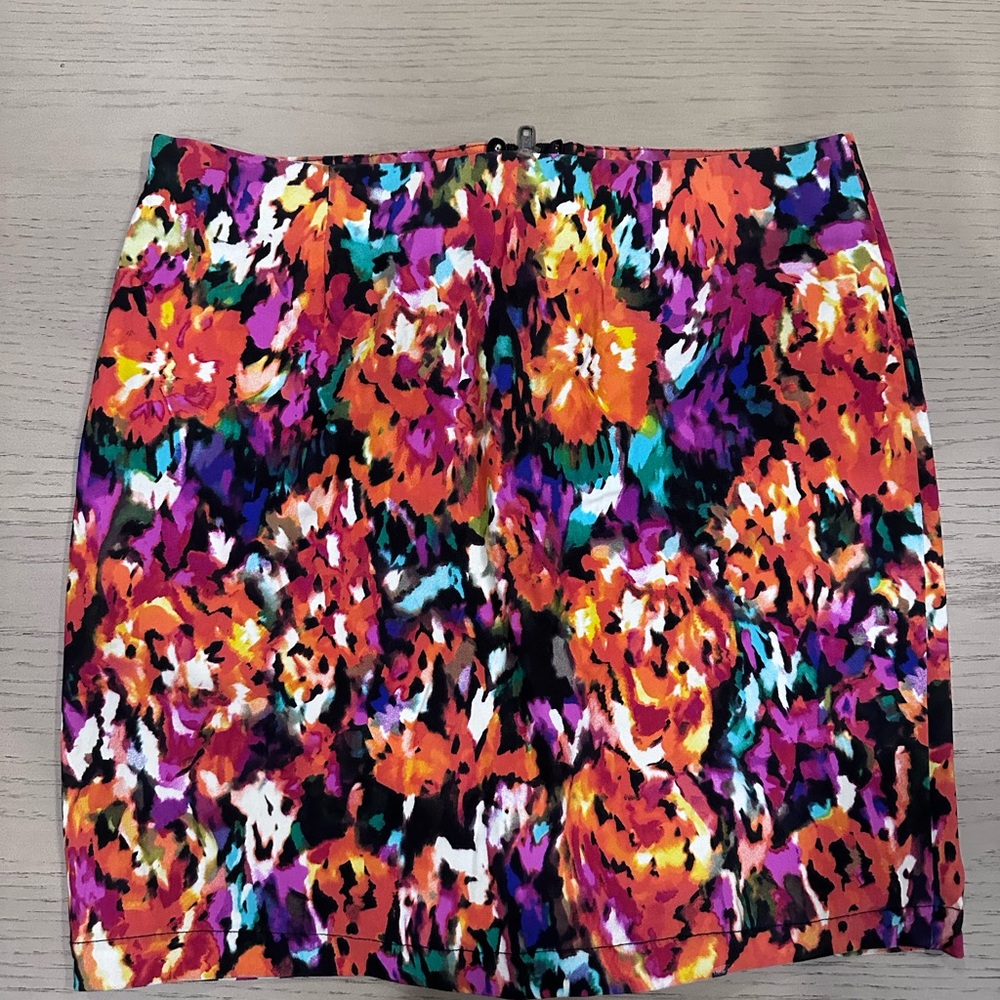 Nasty Gal Orange Green Blue Multi Straight Pencil Skirt